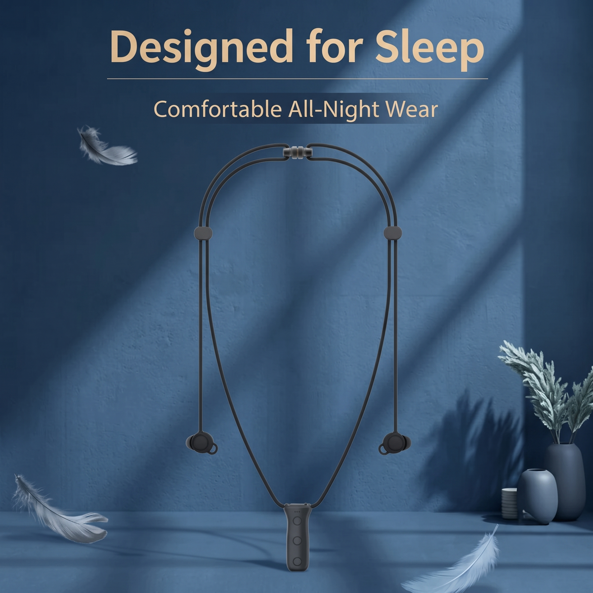 Sleep-Friendly Neckband Earbuds with Lanyard Design