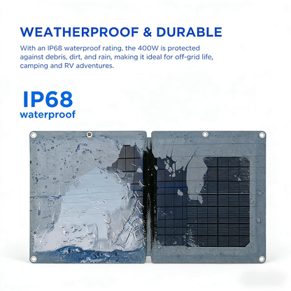 220W Portable Foldable Solar Panel with Stand - IP68 Waterproof